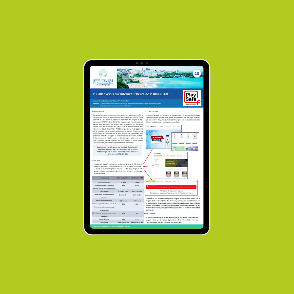 Maquette L’« aller vers » sur Internet _ la réduction des risques à l’ère numérique